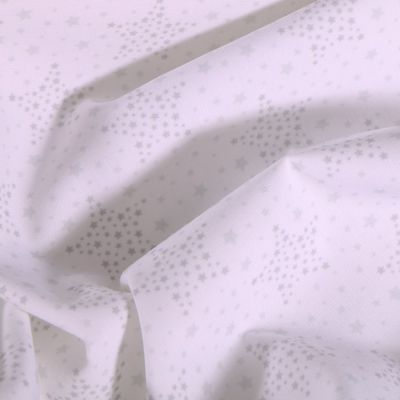 Tissu Popeline Coton Bio Etoiles grises claires sur fond Blanc - Par 10 cm