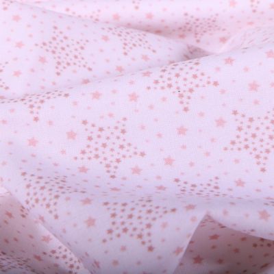 Tissu Popeline Coton Bio Etoiles parme sur fond Blanc - Par 10 cm