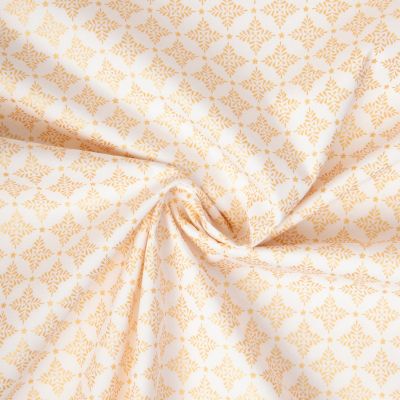 Tissu Coton imprimé flocons dorés de noël sur fond Blanc - Par 10 cm