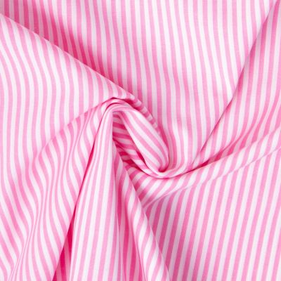 Tissu Vichy Coton rayé Rose - Par 10 cm