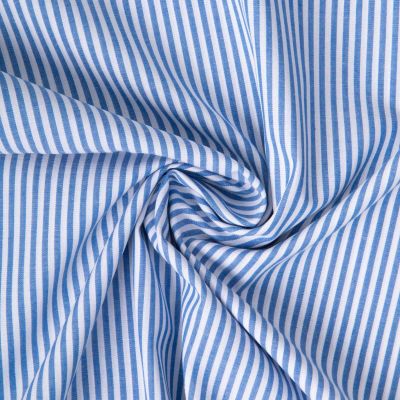 Tissu Vichy Coton rayé Bleu - Par 10 cm