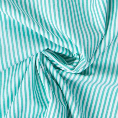 Tissu Vichy Coton rayé Bleu turquoise - Par 10 cm