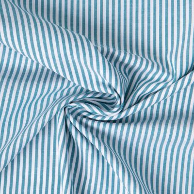 Tissu Vichy Coton rayé Bleu pétrole - Par 10 cm