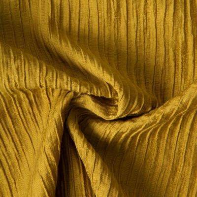 Tissu Lyocell plissé uni Jaune moutarde - Par 10 cm