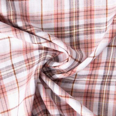 Tissu Coton Tartan Ecossais Pastel Lurex sur fond Blanc - Par 10 cm