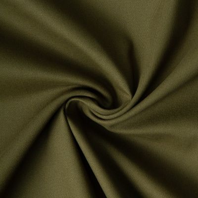 Tissu Coton Sergé légèrement extensible uni Vert kaki - Par 10 cm