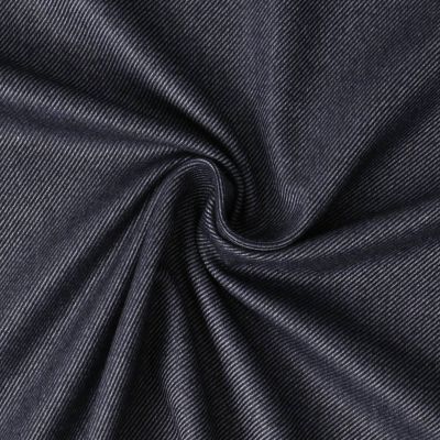 Tissu twill Bamboo et polyester recyclé rayures Noires sur fond Bleu foncé - Par 10 cm