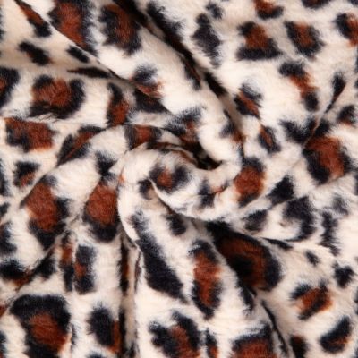 Tissu Fausse fourrure Gina léopard sur fond Beige - Par 10 cm