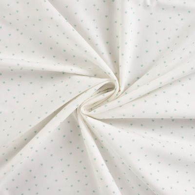 Tissu Coton imprimé Petits coeurs bleus sur fond Blanc - Par 10 cm