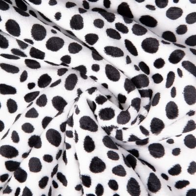 Tissu Doudou imprimé Dalmatien noir sur fond Blanc - Par 10 cm