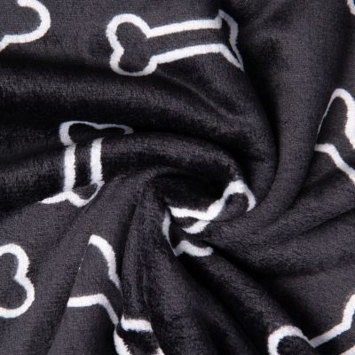 Tissu Doudou imprimé nonosses Blanc sur fond Noir - Par 10 cm