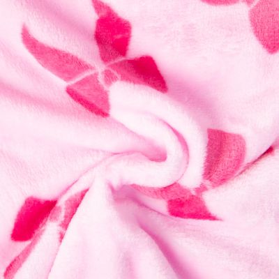 Tissu Doudou imprimé noeuds ballerine sur fond Rose bébé - Par 10 cm
