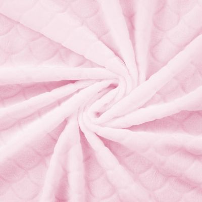 Tissu Minky Ultra doux écailles en relief uni Rose poudré - Par 10 cm