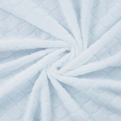Tissu Minky Ultra doux écailles en relief uni Bleu ciel - Par 10 cm