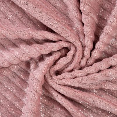 Tissu Minky Ultra doux côtelé pailleté envers doudou Vieux rose - Par 10 cm