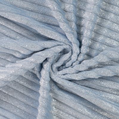 Tissu Minky Ultra doux côtelé pailleté envers doudou Bleu clair - Par 10 cm