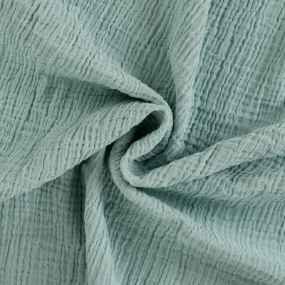 Tissu Double gaze de Coton Réversible uni Vert - Par 10 cm