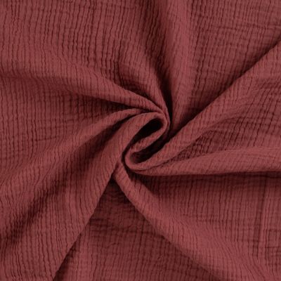 Tissu Double gaze de Coton Réversible uni Vieux rose - Par 10 cm