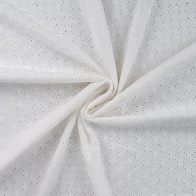 Tissu Coton Jersey brodé uni Blanc - Par 10 cm
