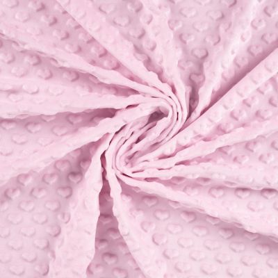 Tissu Minky Ultra doux Coeurs uni coeurs sur fond Rose - Par 10 cm