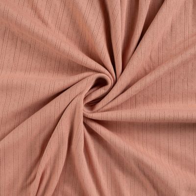 Tissu Jersey Coton ajouré uni Lio Rose nude - Par 10 cm