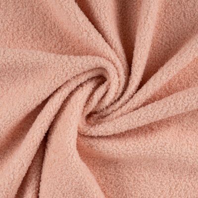 Tissu Bouclette Teddy envers Polaire uni Rose poudré - Par 10 cm