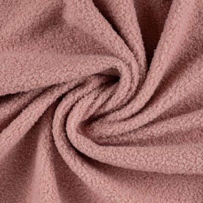 Tissu Bouclette Teddy envers Polaire uni Vieux rose - Par 10 cm