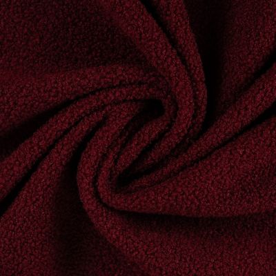 Tissu Bouclette Teddy envers Polaire uni Bordeaux foncé - Par 10 cm