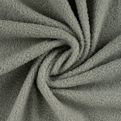 Tissu Bouclette Teddy envers Polaire uni Vert sauge - Par 10 cm