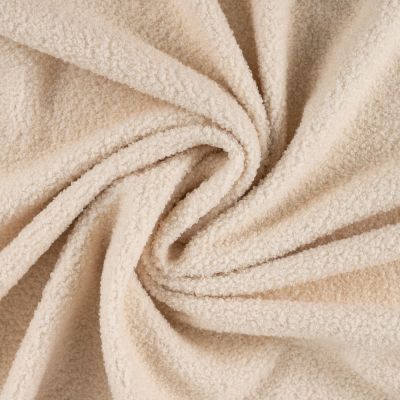 Tissu Bouclette Teddy envers Polaire uni Crème - Par 10 cm