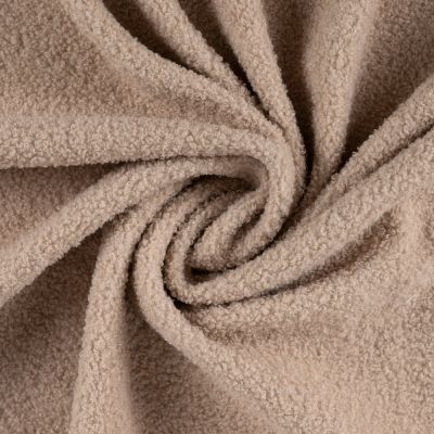Tissu Bouclette Teddy envers Polaire uni Beige sable - Par 10 cm