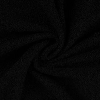 Tissu Bouclette Teddy envers Polaire uni Noir - Par 10 cm