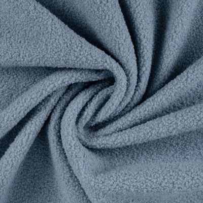 Tissu Bouclette Teddy envers Polaire uni Bleu gris - Par 10 cm