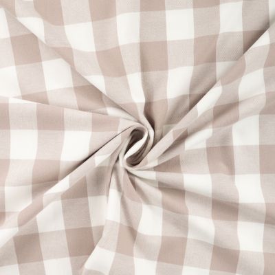 Tissu Flanelle de Coton Chemise à carreaux Beige - Par 10 cm