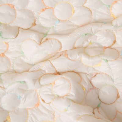 Tissu Matelassé réversible Fleurs brodées sur fond Ecru - Par 10 cm