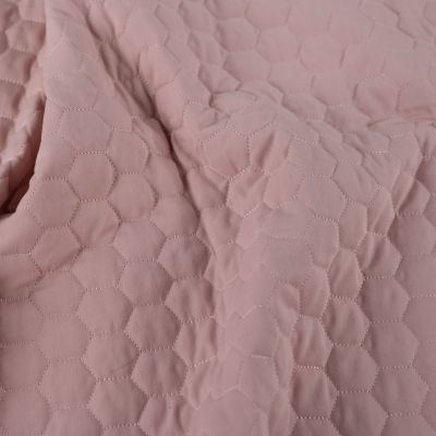 Tissu Coton Sergé Matelassé réversible uni Vieux rose - Par 10 cm
