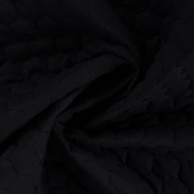 Tissu Coton Sergé Matelassé réversible uni Noir - Par 10 cm