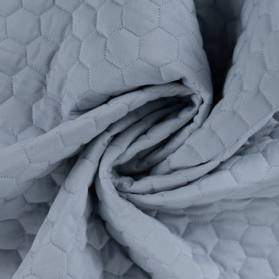 Tissu Coton Sergé Matelassé réversible uni Bleu gris - Par 10 cm
