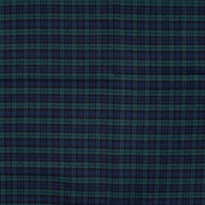 Tissu Flanelle de Coton Zane Tartan Vert et Noir sur fond Bleu marine - Par 10 cm