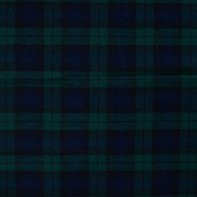 Tissu Flanelle de Coton Miles carreaux Bleu marine et Noir sur fond Vert foncé - Par 10 cm