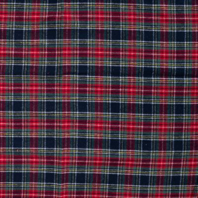 Tissu Flanelle de Coton Luke carreaux Rouge et Vert sur fond Bleu marine - Par 10 cm