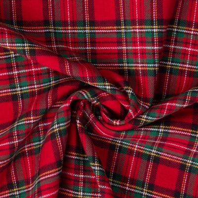 Tissu Flanelle de Coton Jude carreaux Vert et Noir sur fond Rouge - Par 10 cm