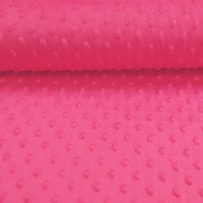 Coupon Tissu Minky ultra doux Pois Fuchsia x10cm - Coupon de 30 cm