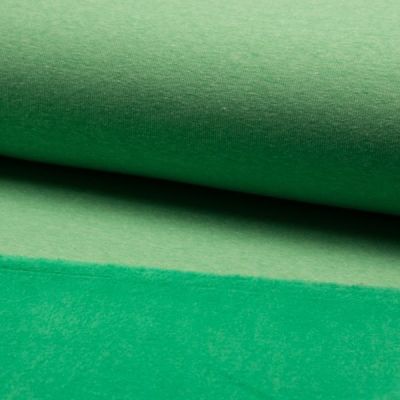 Tissu Sweat  envers minky Vert chiné - Par 10 cm