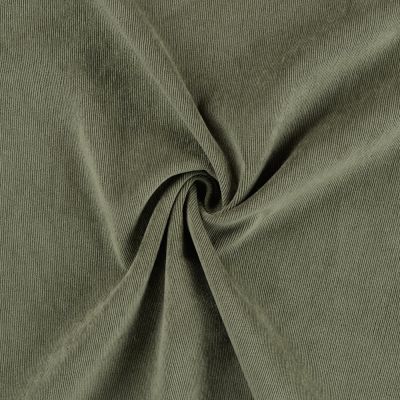 Tissu Velours milleraies uni  Vert kaki - Par 10 cm