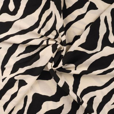 Tissu Viscose texturé Motif écru sur fond Noir - Par 10 cm
