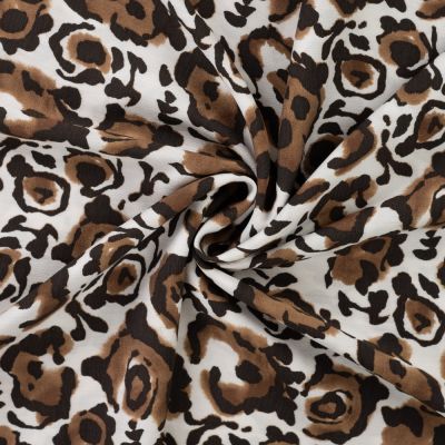 Tissu Viscose texturé Léopard sauvage sur fond Ivoire - Par 10 cm