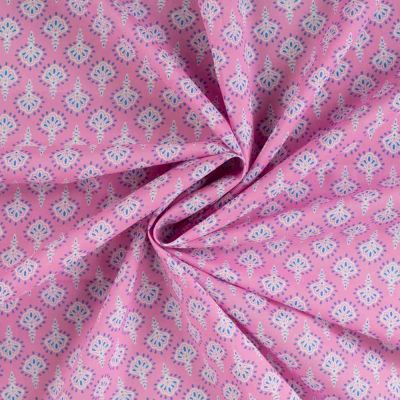Tissu Voile de Coton Amara motifs vintage sur fond Rose pastel - Par 10 cm