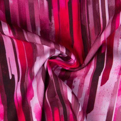 Tissu Viscose Twill EcoVero aquarelle graphique Fuchsia et Bordeaux sur fond Rose - Par 10 cm