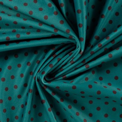 Tissu Velours ras d&#039;habillement digital pois Noir sur fond Bleu pétrole - Par 10 cm